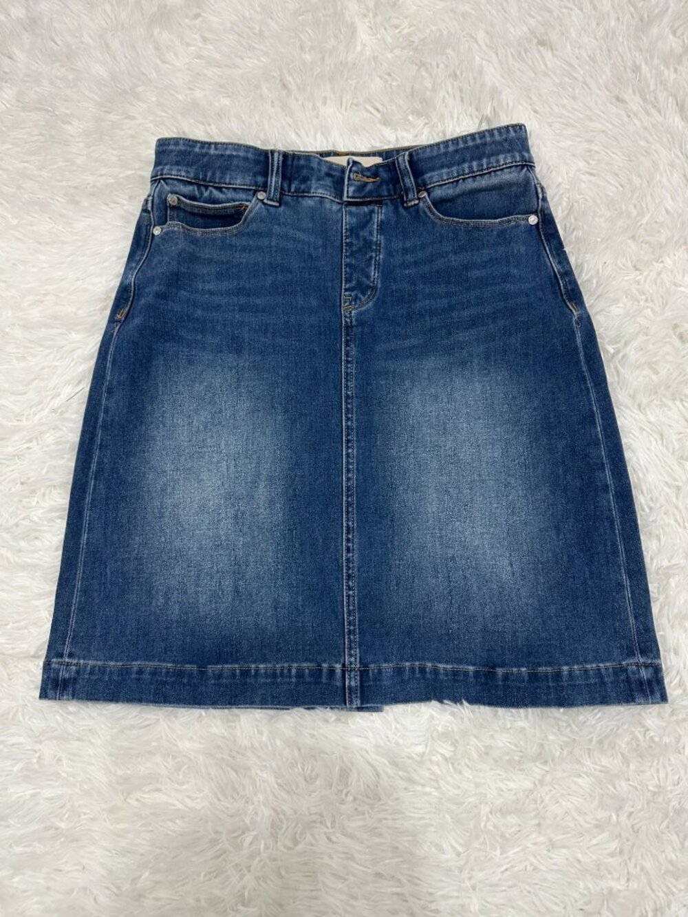 Soft Surroundings Womens PXS Denim Skirt With Pockets Casual Blue